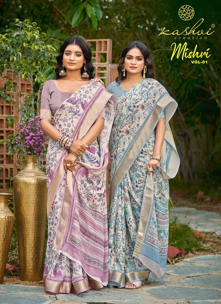 Mishri Vol 1 By Kashvi Dull Moss Printed Saree Wholesale Suppliers In Inda